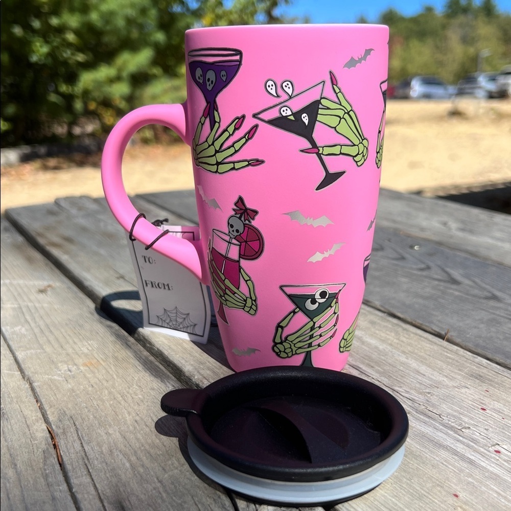Pink Halloween Skeleton Hand Mug @ 10 oz - Picture 4 of 10